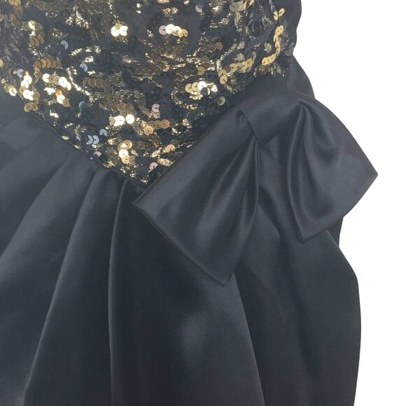 L.A. Glo Black and Gold Sequence Strapless Evening Dress with Bow Size 7B - Picture 12 of 12